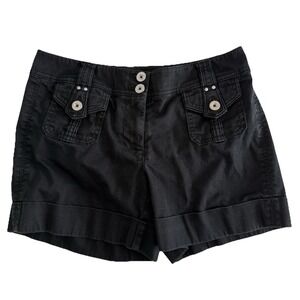 White House Black Market  Womens Shorts Black Size 4 Cuffed Button Close Pockets